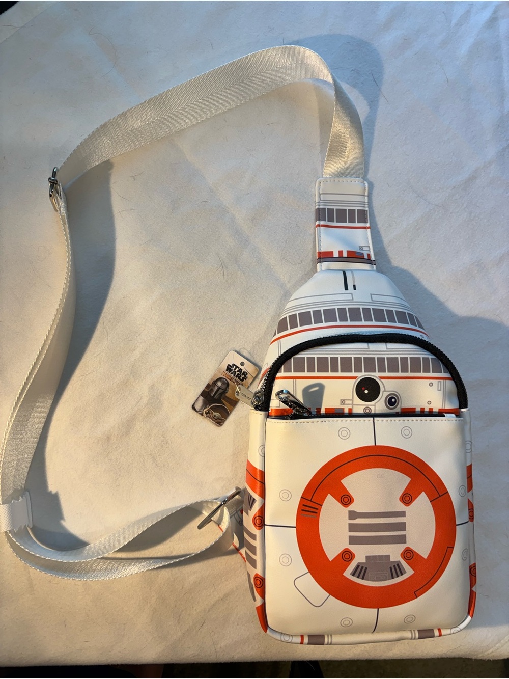 Star Wars BB-8 Themed White & Orange Crossbody Sling Bag